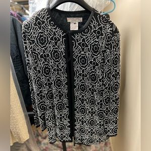 Vintage Adrianna Papell L Silk Beaded Jacket